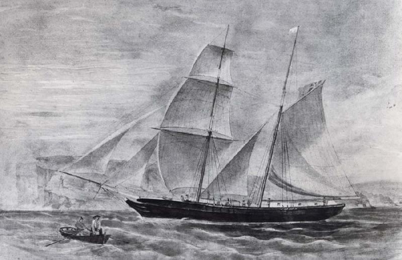 Frederick Garling Shooner in full sail,leaving Sydney Harbour Norge oil painting art